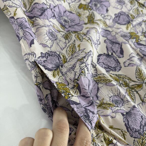 Duluth Trading Co Shirt Womens 2XL Purple Floral Button Front Top Pockets Cotton - Picture 4 of 7